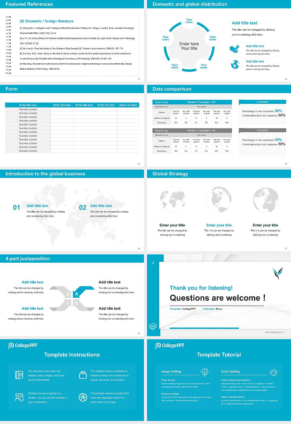 Yamanashi Gakuin University Thesis Proposal/Graduation Defense PPT Template16:9 ratio PPT effect preview image4