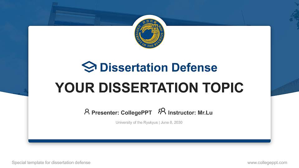 University of the Ryukyus Graduation Thesis Defense PPT Template16:9 ratio PPT effect preview image