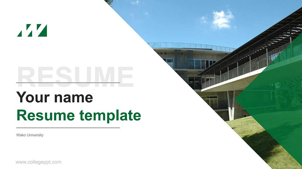 Wako University Resume PPT Template16:9 ratio PPT effect preview image