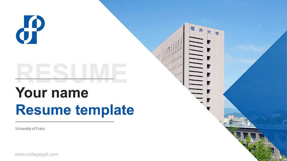 University of Fukui Resume PPT Template16:9 ratio PPT effect preview image