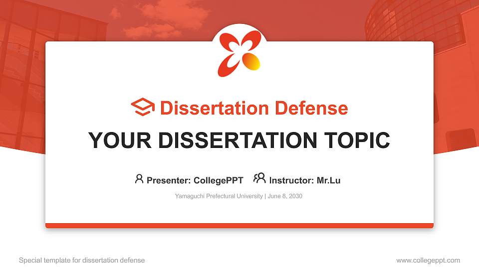 Yamaguchi Prefectural University Graduation Thesis Defense PPT Template16:9 ratio PPT effect preview image