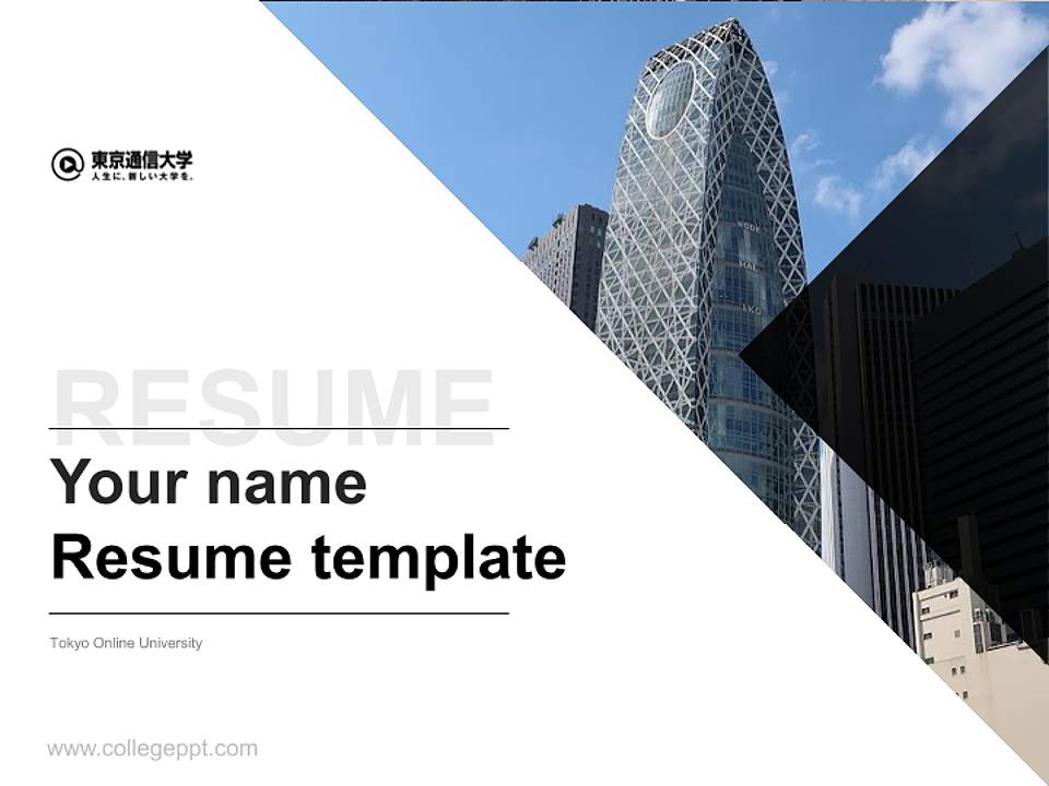 Tokyo Online University Resume PPT Template4:3 ratio PPT effect preview image5