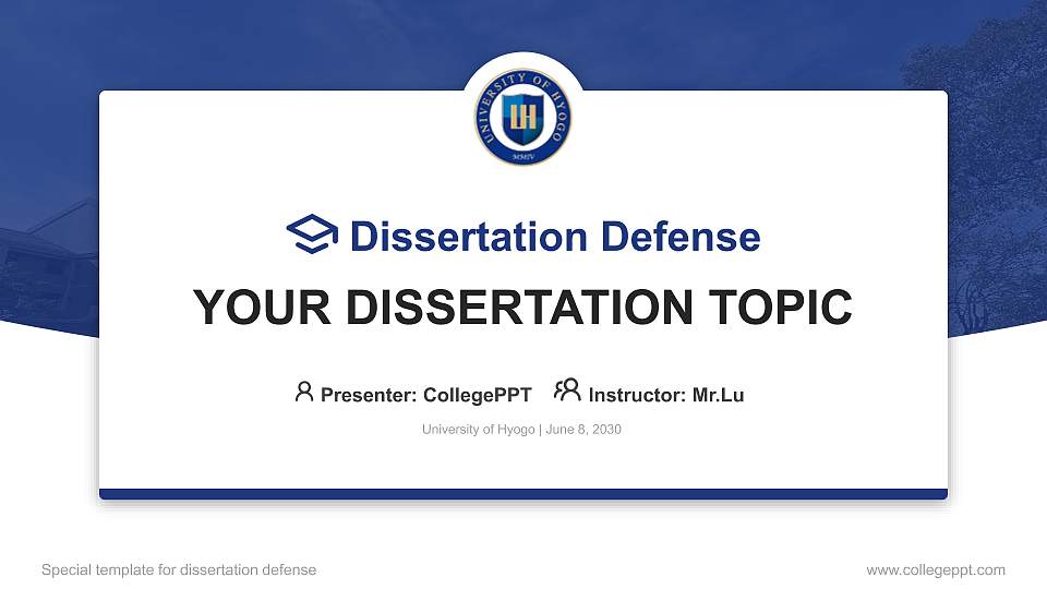 University of Hyogo Graduation Thesis Defense PPT Template16:9 ratio PPT effect preview image