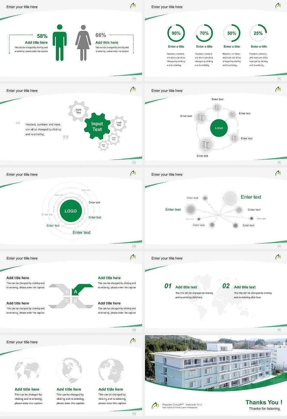Tottori College of Nursing Course/Courseware Creation PPT Template16:9 ratio PPT effect preview image4