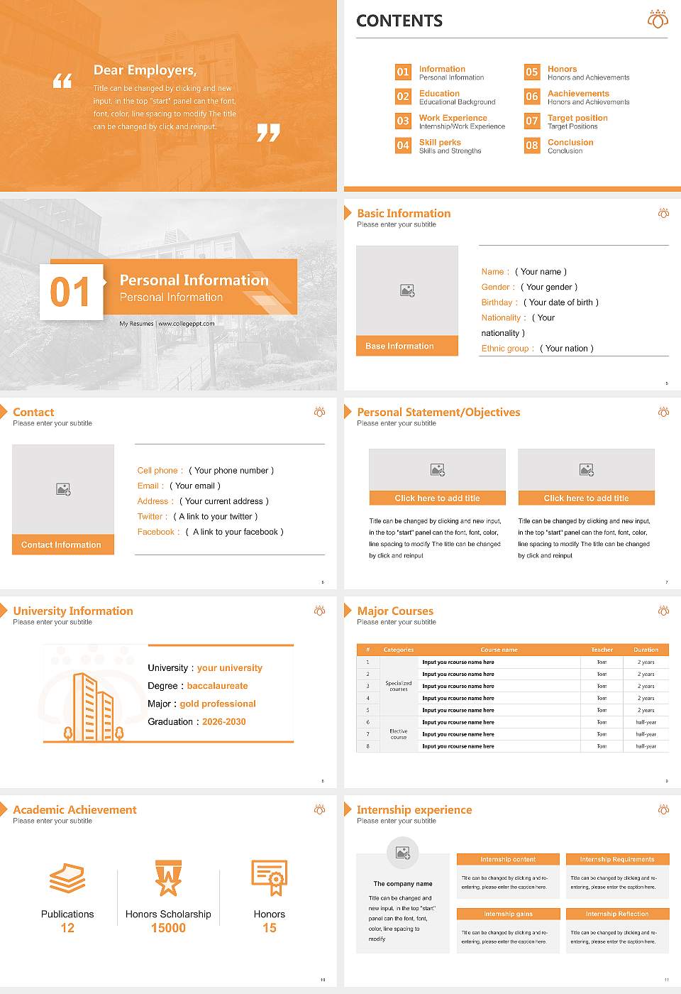 Tsurumi University Resume PPT Template16:9 ratio PPT effect preview image2