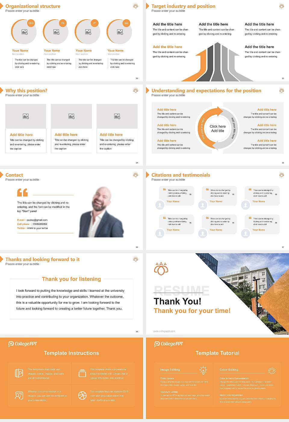 Tsurumi University Resume PPT Template16:9 ratio PPT effect preview image4