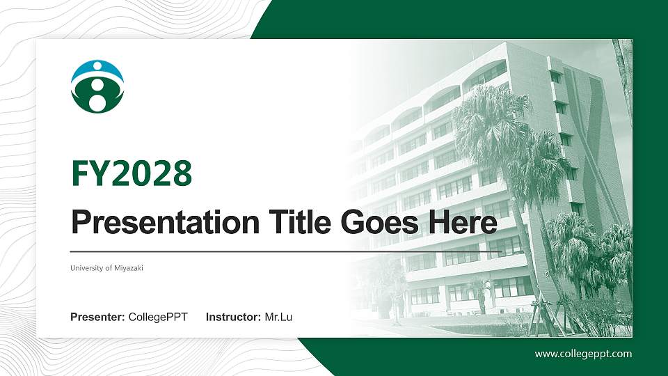 University of Miyazaki Academic Presentation/Research Findings Report PPT Template16:9 ratio PPT effect preview image
