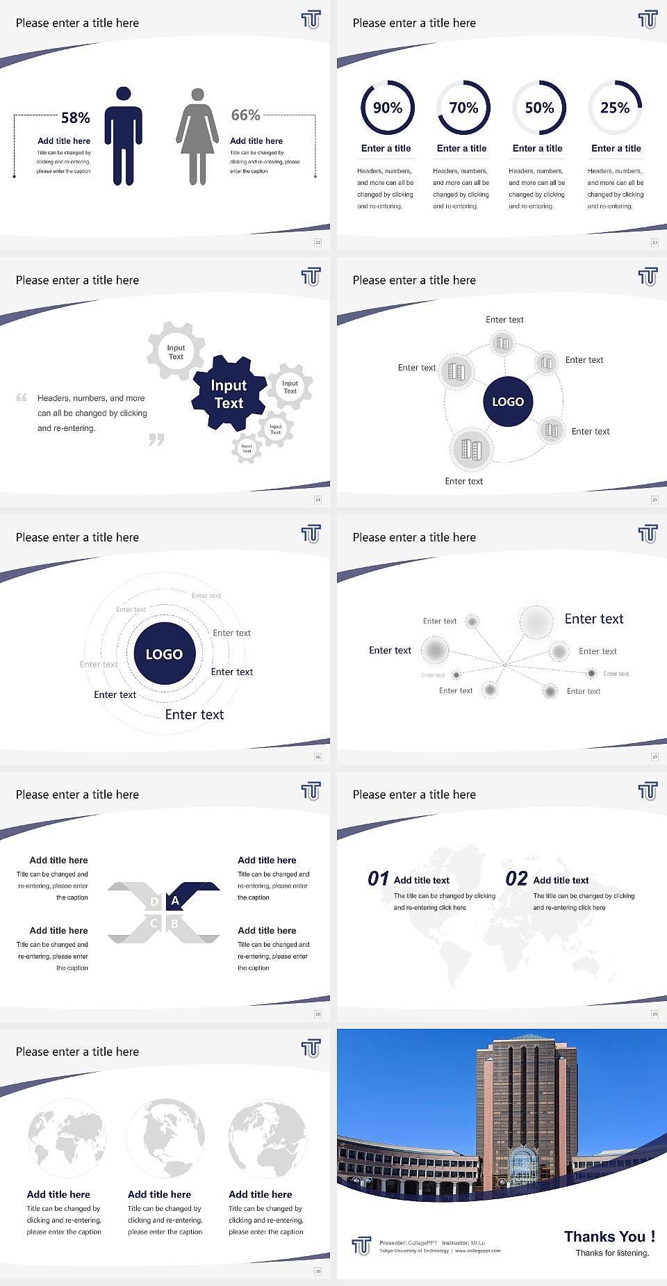 Tokyo University of Technology Course/Courseware Creation PPT Template4:3 ratio PPT effect preview image4