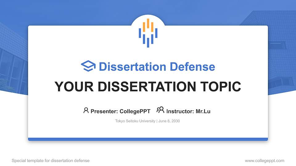 Tokyo Seitoku University Graduation Thesis Defense PPT Template16:9 ratio PPT effect preview image