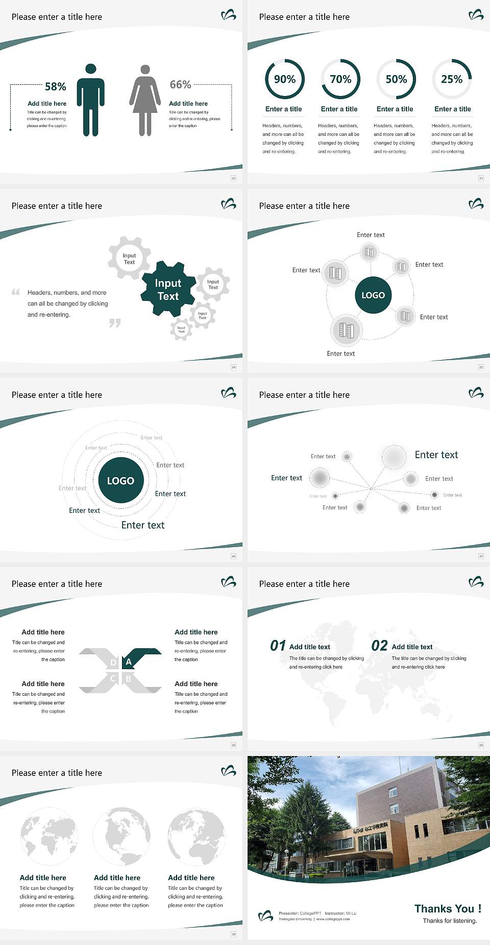 Yamagata University Course/Courseware Creation PPT Template4:3 ratio PPT effect preview image4