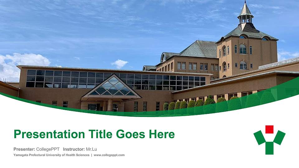 Yamagata Prefectural University of Health Sciences Course/Courseware Creation PPT Template16:9 ratio PPT effect preview image
