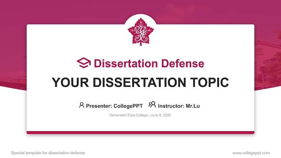 Yamanashi Eiwa College Graduation Thesis Defense PPT Template16:9 ratio PPT effect preview image