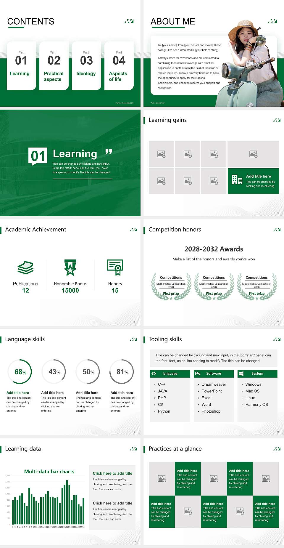 Wako University National Scholarship Defense PPT Template4:3 ratio PPT effect preview image2