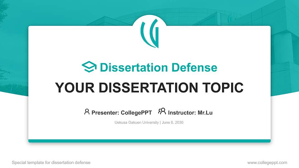 Uekusa Gakuen University Graduation Thesis Defense PPT Template16:9 ratio PPT effect preview image1