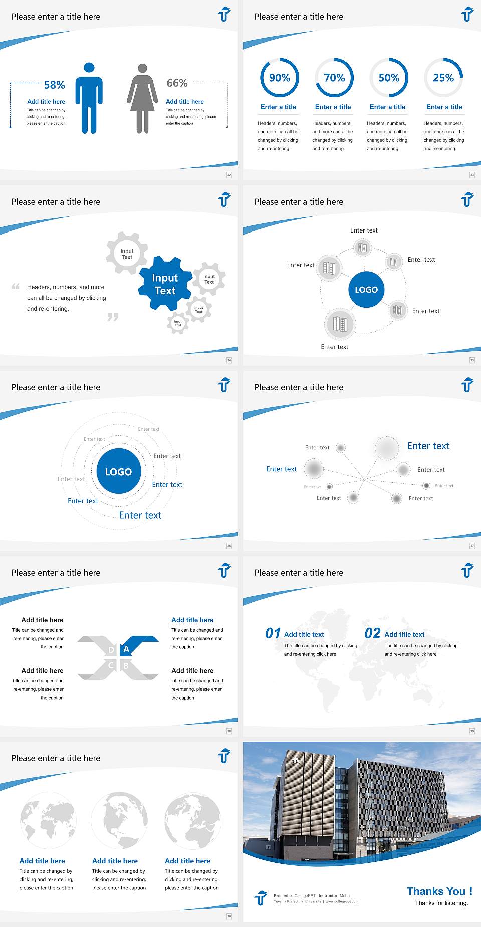 Toyama Prefectural University Course/Courseware Creation PPT Template4:3 ratio PPT effect preview image4