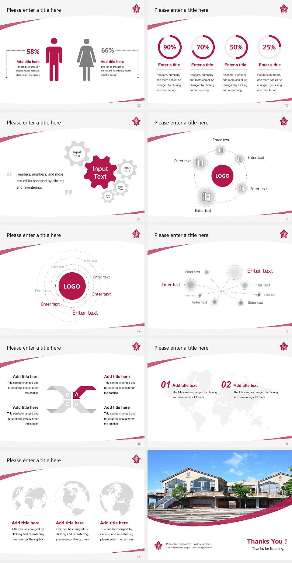 Yamanashi Eiwa College Course/Courseware Creation PPT Template4:3 ratio PPT effect preview image4