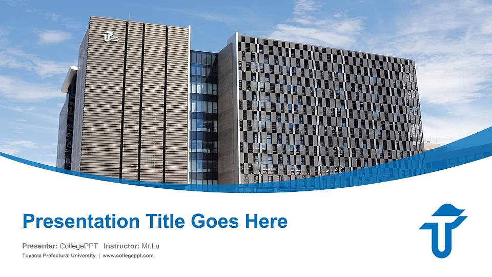 Toyama Prefectural University Course/Courseware Creation PPT Template16:9 ratio PPT effect preview image