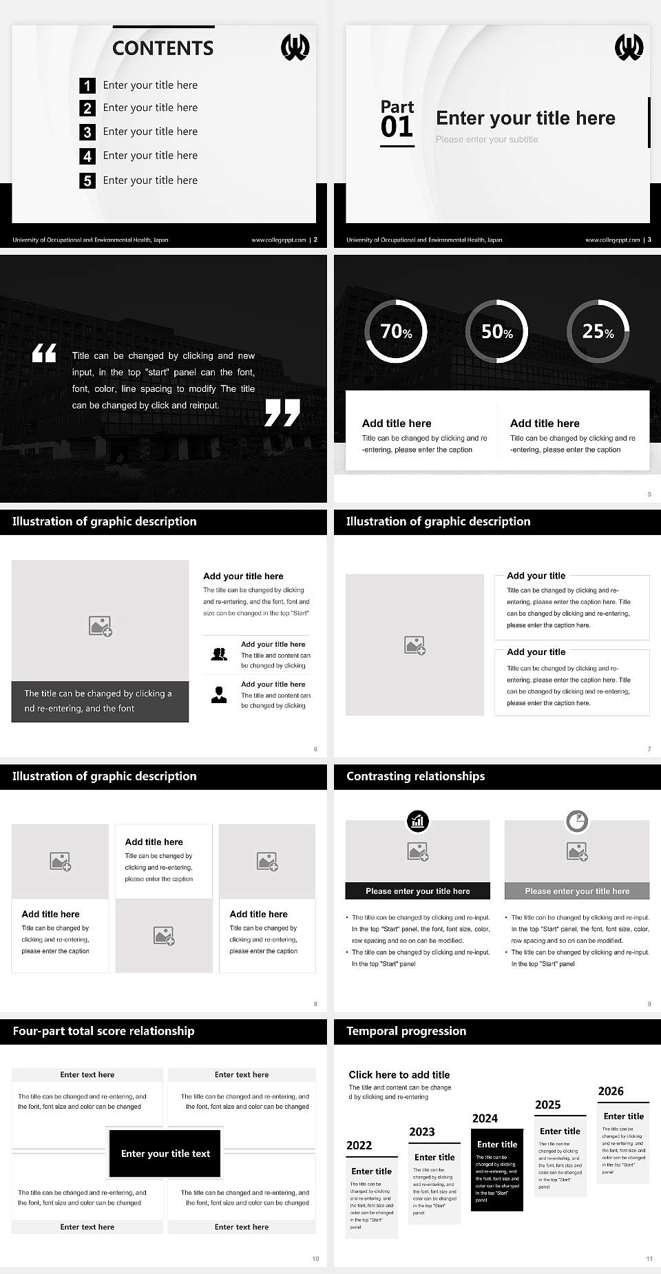 University of Occupational and Environmental Health, Japan Thesis Proposal/Graduation Defense PPT Template4:3 ratio PPT effect preview image2