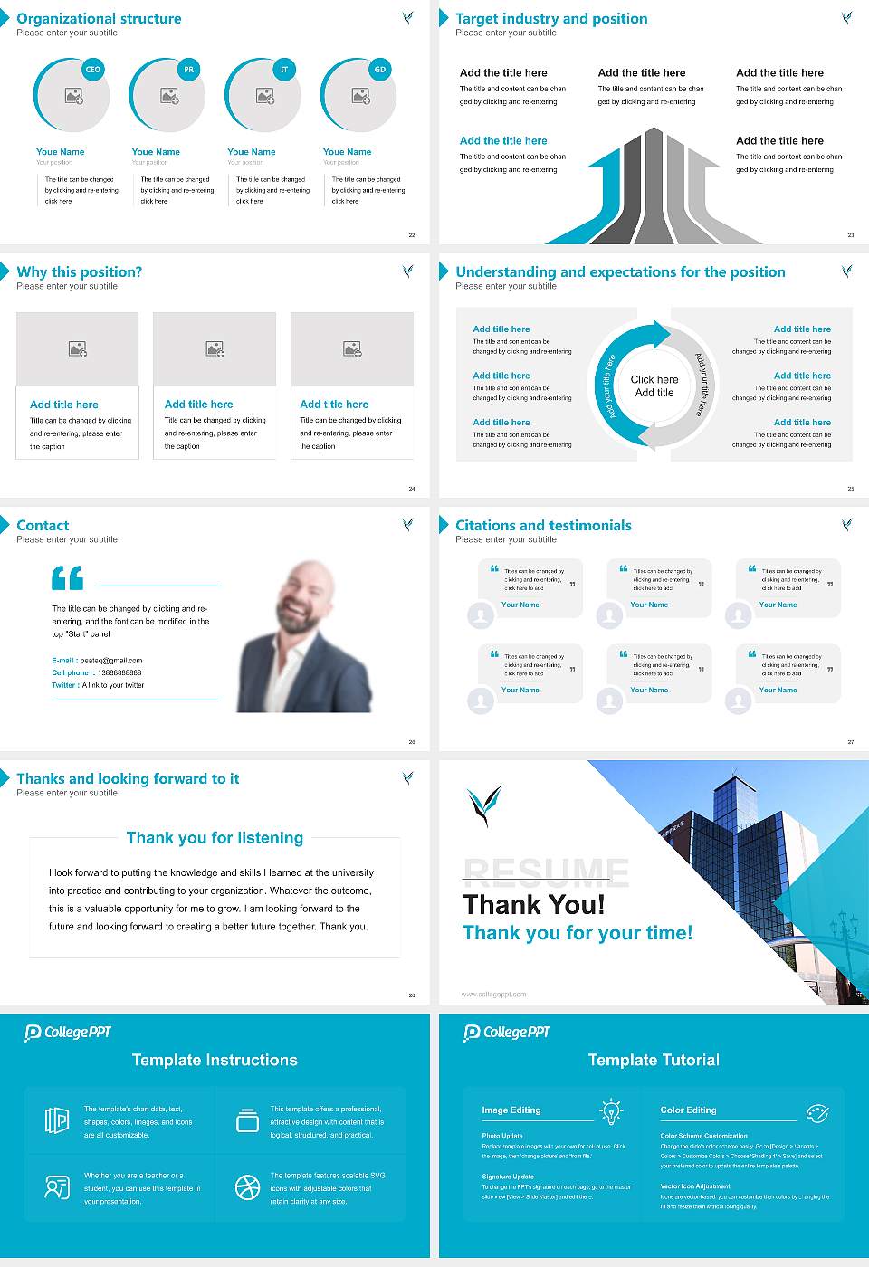 Yamanashi Gakuin University Resume PPT Template16:9 ratio PPT effect preview image4
