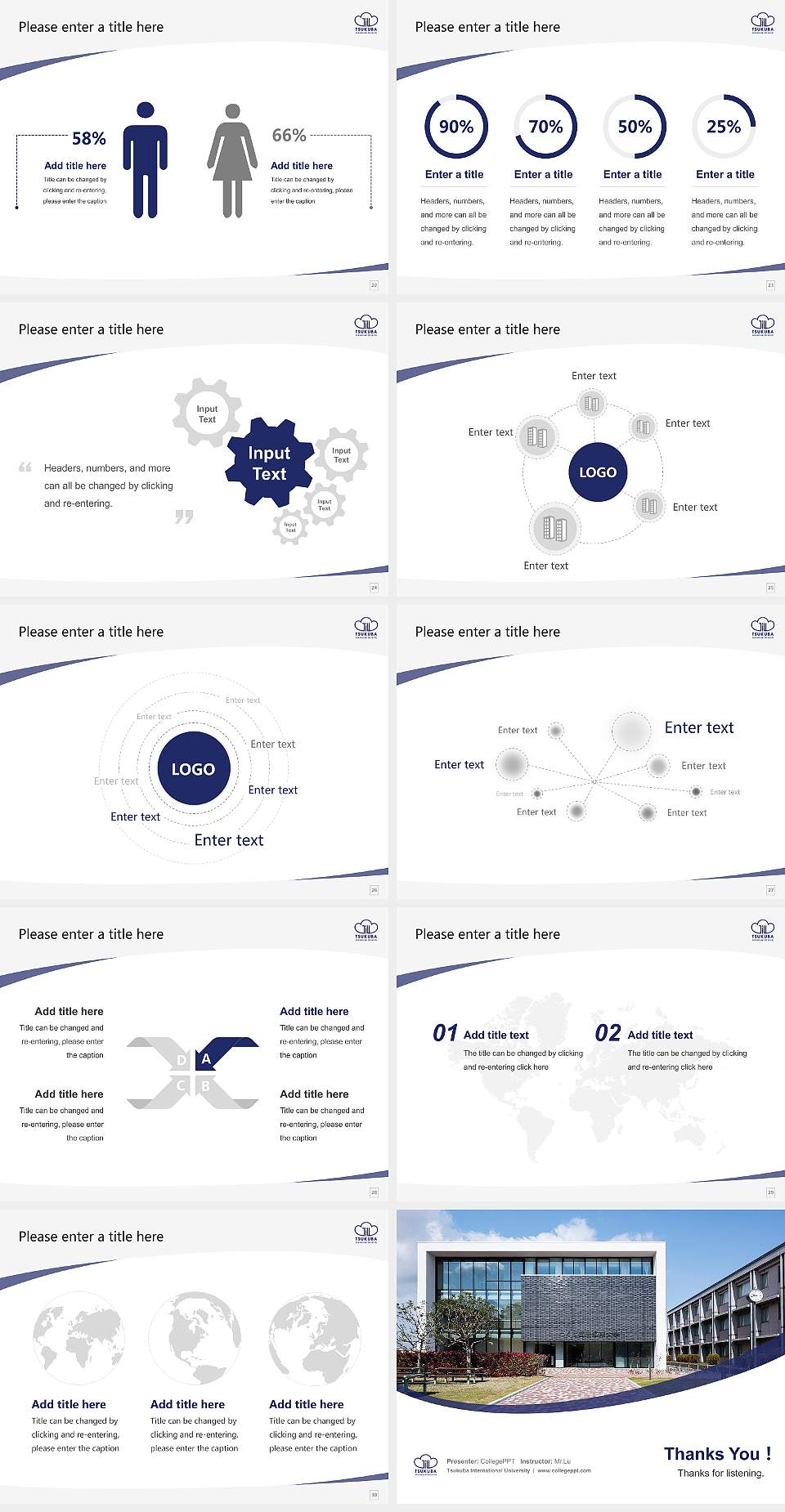 Tsukuba International University Course/Courseware Creation PPT Template4:3 ratio PPT effect preview image4