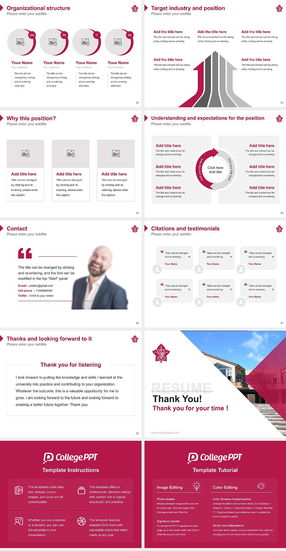 Yamanashi Eiwa College Resume PPT Template4:3 ratio PPT effect preview image4