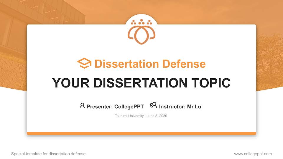 Tsurumi University Graduation Thesis Defense PPT Template16:9 ratio PPT effect preview image
