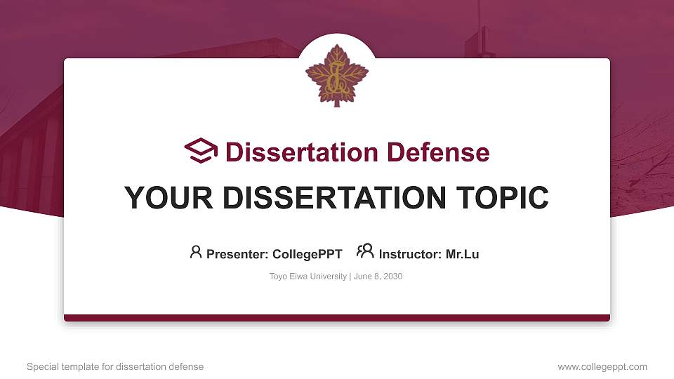 Toyo Eiwa University Graduation Thesis Defense PPT Template16:9 ratio PPT effect preview image