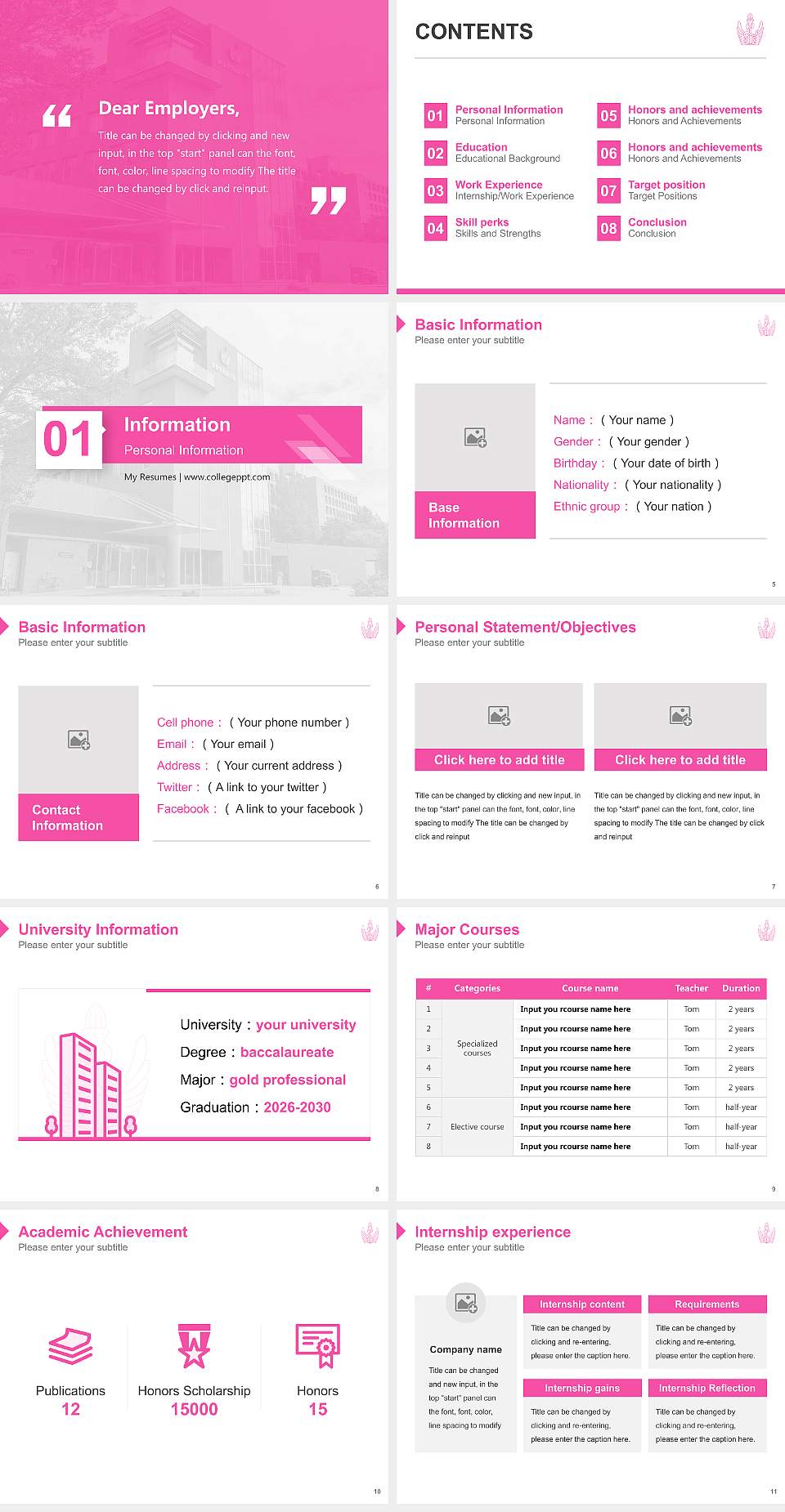 Tokyo University of Foreign Studies Resume PPT Template4:3 ratio PPT effect preview image2