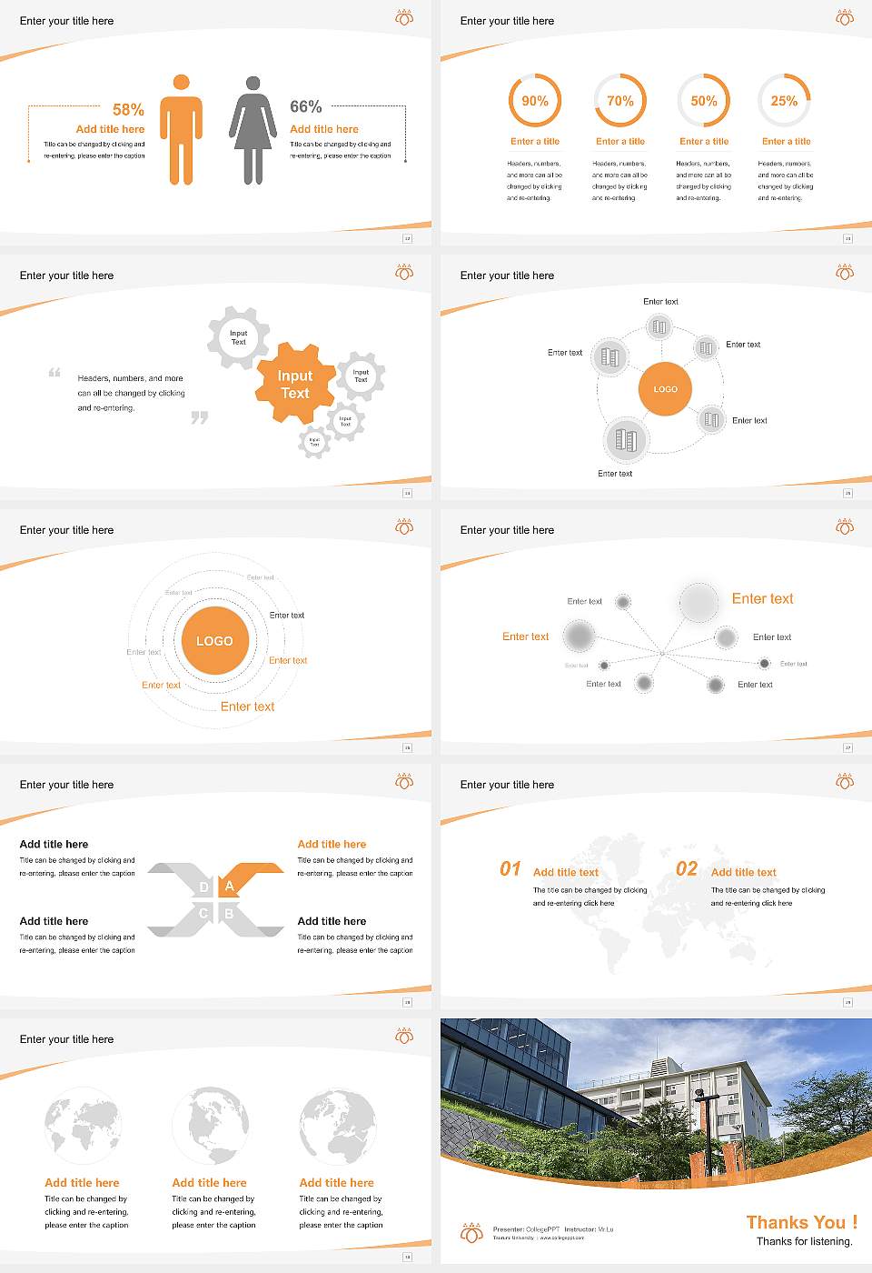 Tsurumi University Course/Courseware Creation PPT Template16:9 ratio PPT effect preview image4