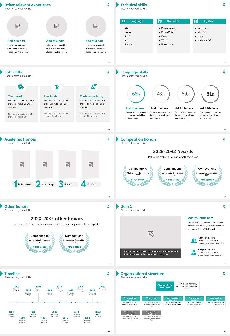 Uekusa Gakuen University Resume PPT Template16:9 ratio PPT effect preview image3