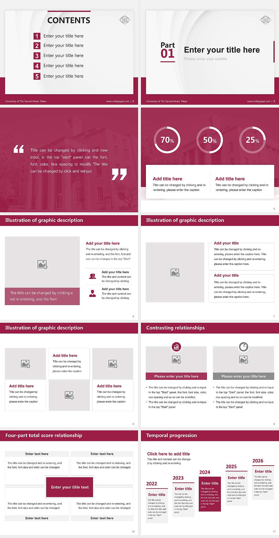 University of The Sacred Heart, Tokyo Thesis Proposal/Graduation Defense PPT Template4:3 ratio PPT effect preview image2