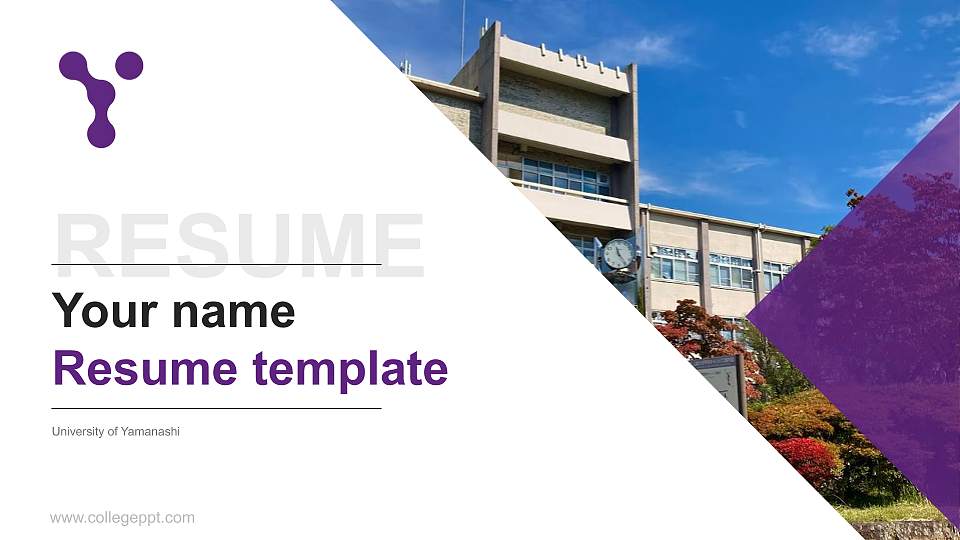 University of Yamanashi Resume PPT Template16:9 ratio PPT effect preview image