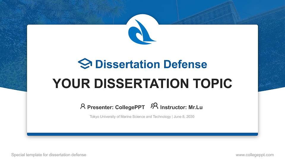 Tokyo University of Marine Science and Technology Graduation Thesis Defense PPT Template16:9 ratio PPT effect preview image