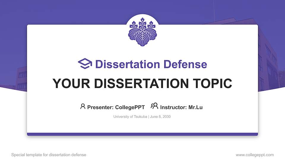 University of Tsukuba Graduation Thesis Defense PPT Template16:9 ratio PPT effect preview image