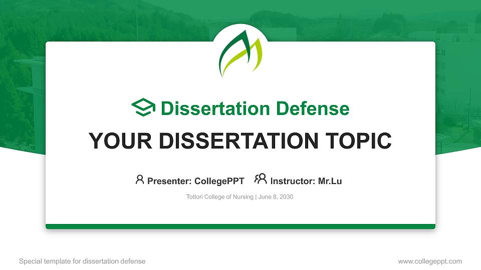Tottori College of Nursing Graduation Thesis Defense PPT Template16:9 ratio PPT effect preview image
