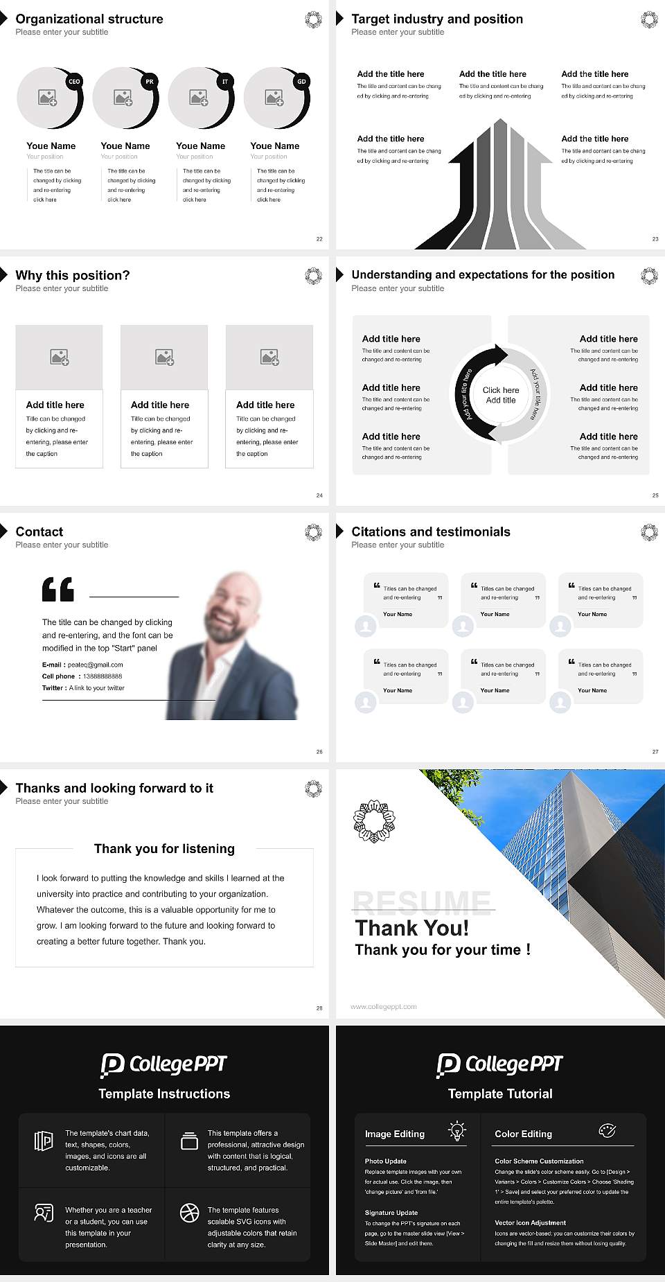 Ueno Gakuen University Resume PPT Template4:3 ratio PPT effect preview image4