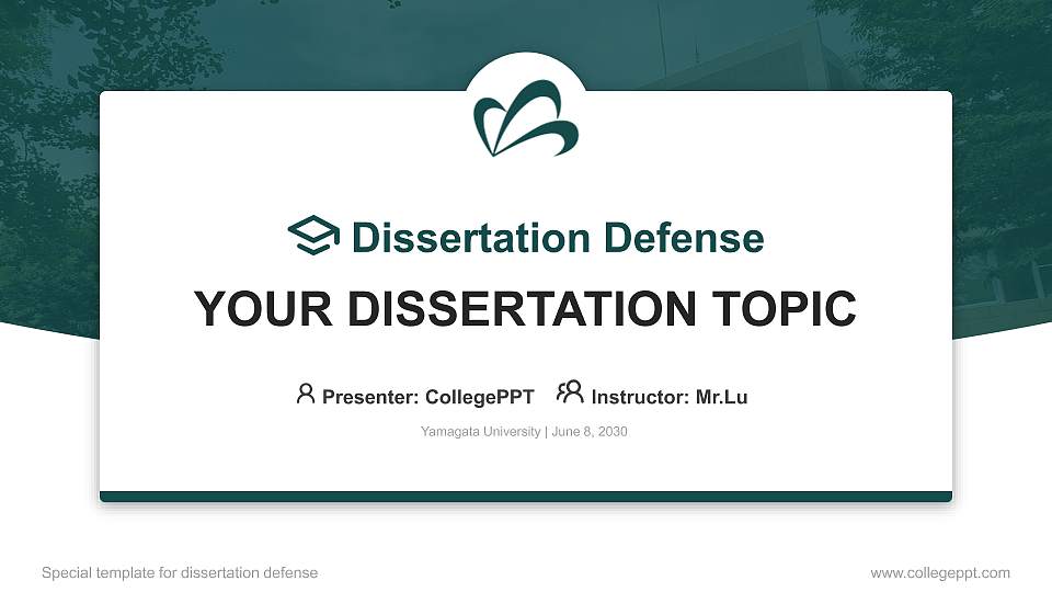 Yamagata University Graduation Thesis Defense PPT Template16:9 ratio PPT effect preview image
