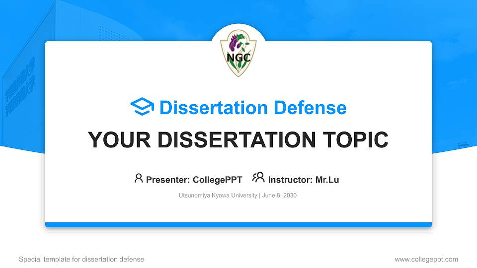 Utsunomiya Kyowa University Graduation Thesis Defense PPT Template16:9 ratio PPT effect preview image