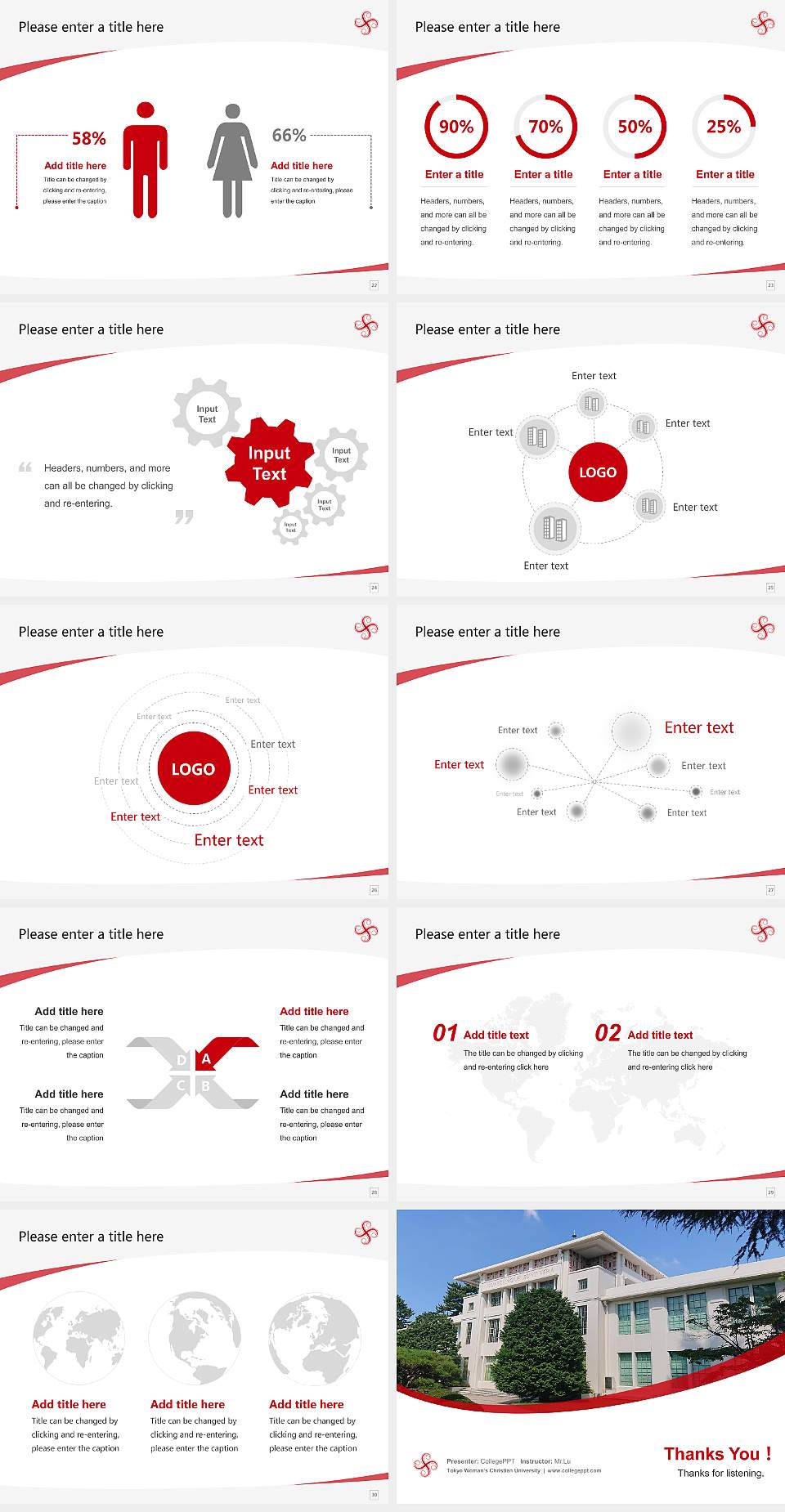 Tokyo Woman’s Christian University Course/Courseware Creation PPT Template4:3 ratio PPT effect preview image4