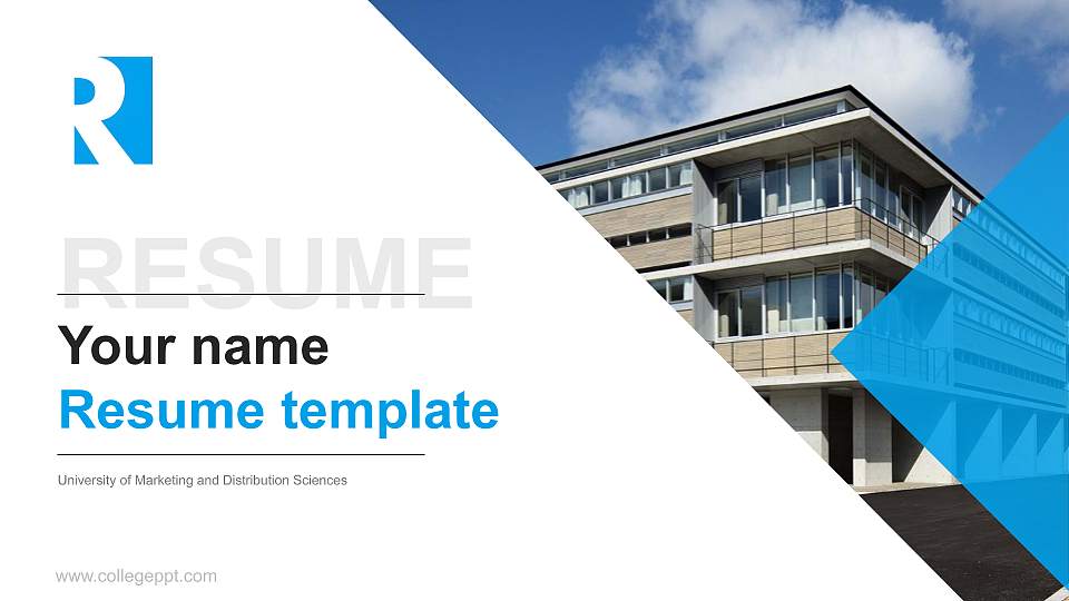 University of Marketing and Distribution Sciences Resume PPT Template16:9 ratio PPT effect preview image