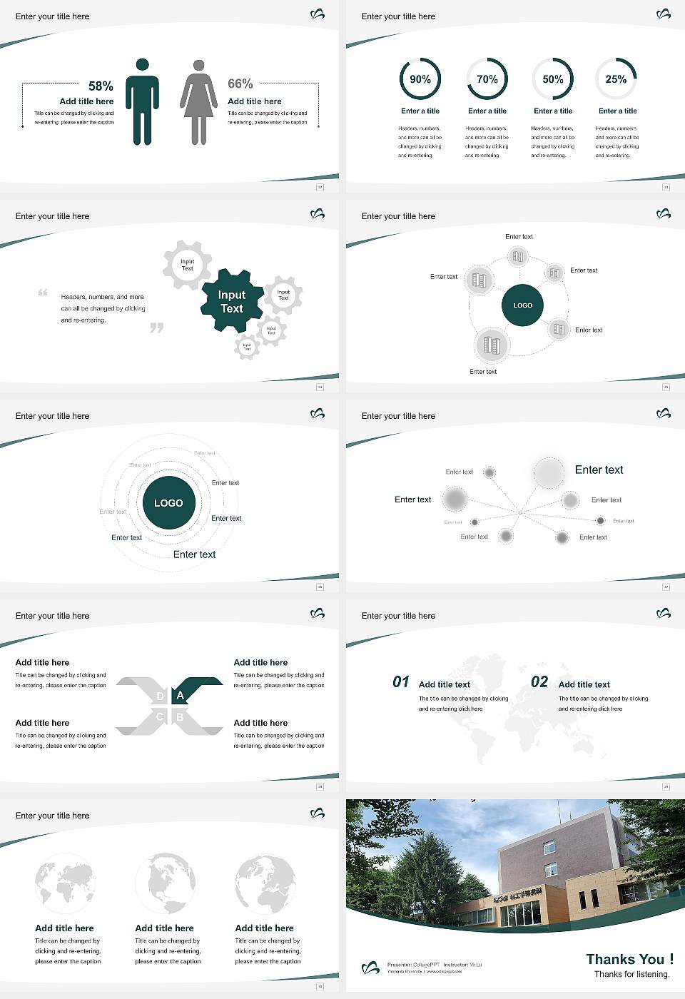 Yamagata University Course/Courseware Creation PPT Template16:9 ratio PPT effect preview image4