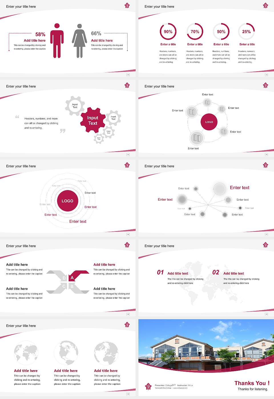 Yamanashi Eiwa College Course/Courseware Creation PPT Template16:9 ratio PPT effect preview image4