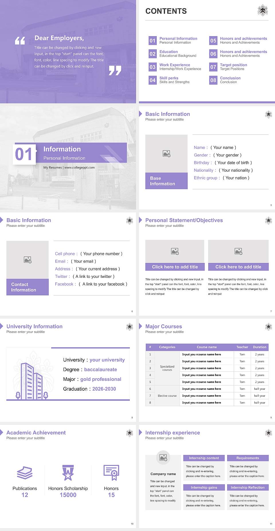 Tokyo Women’s College of Physical Education Resume PPT Template4:3 ratio PPT effect preview image2