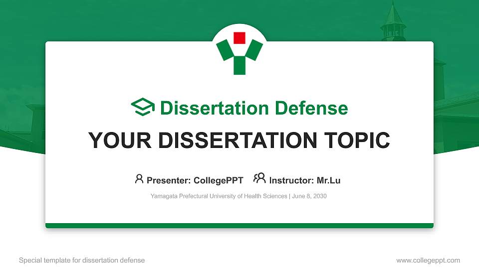 Yamagata Prefectural University of Health Sciences Graduation Thesis Defense PPT Template16:9 ratio PPT effect preview image