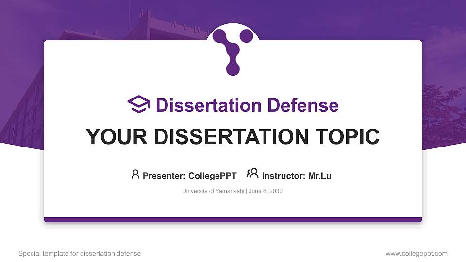 University of Yamanashi Graduation Thesis Defense PPT Template16:9 ratio PPT effect preview image