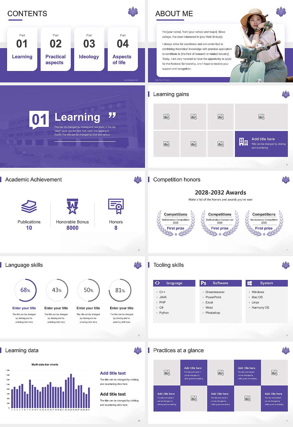 University of Tsukuba National Scholarship Defense PPT Template16:9 ratio PPT effect preview image2