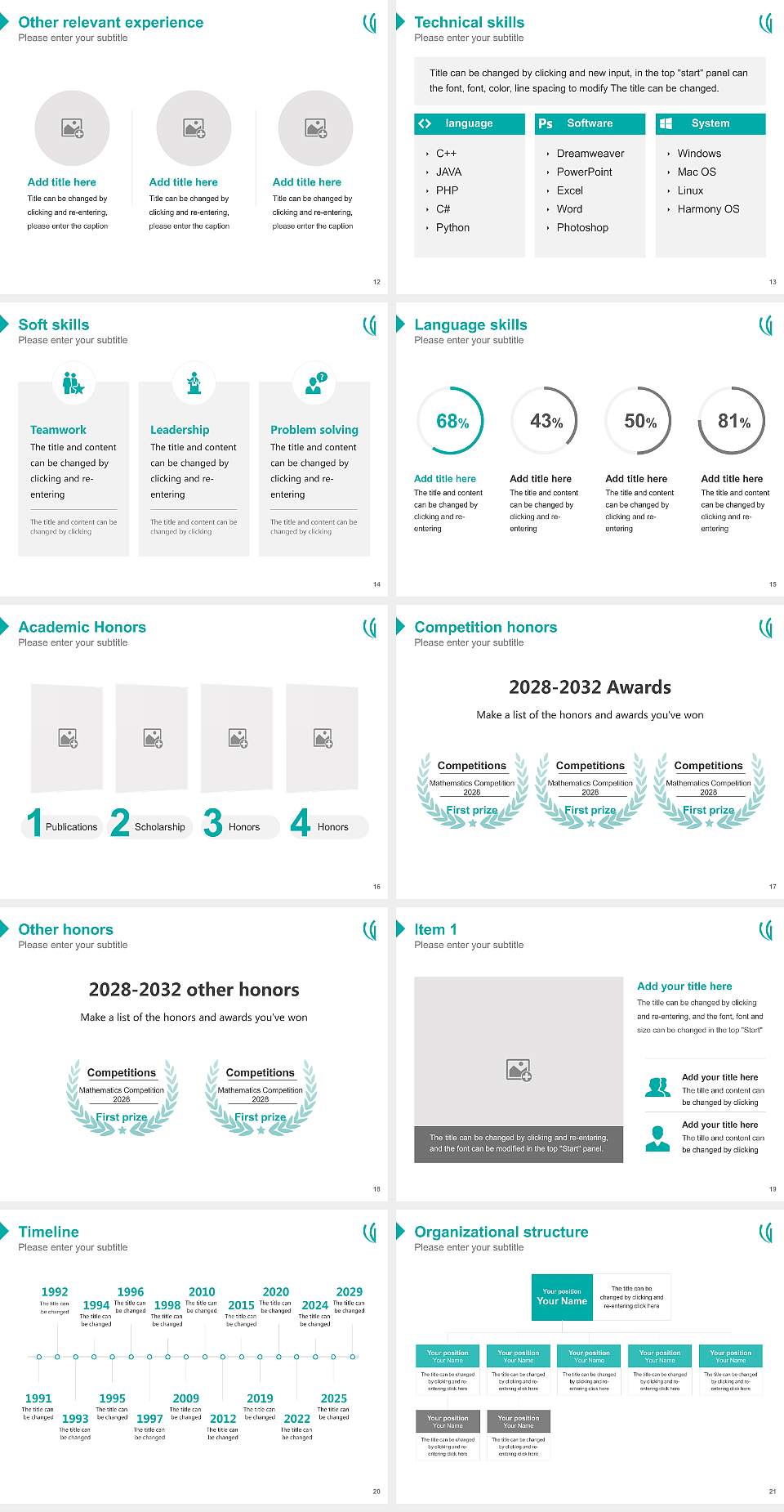 Uekusa Gakuen University Resume PPT Template4:3 ratio PPT effect preview image3