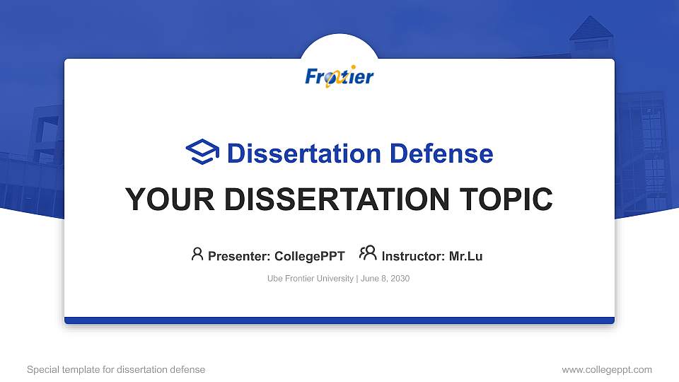 Ube Frontier University Graduation Thesis Defense PPT Template16:9 ratio PPT effect preview image