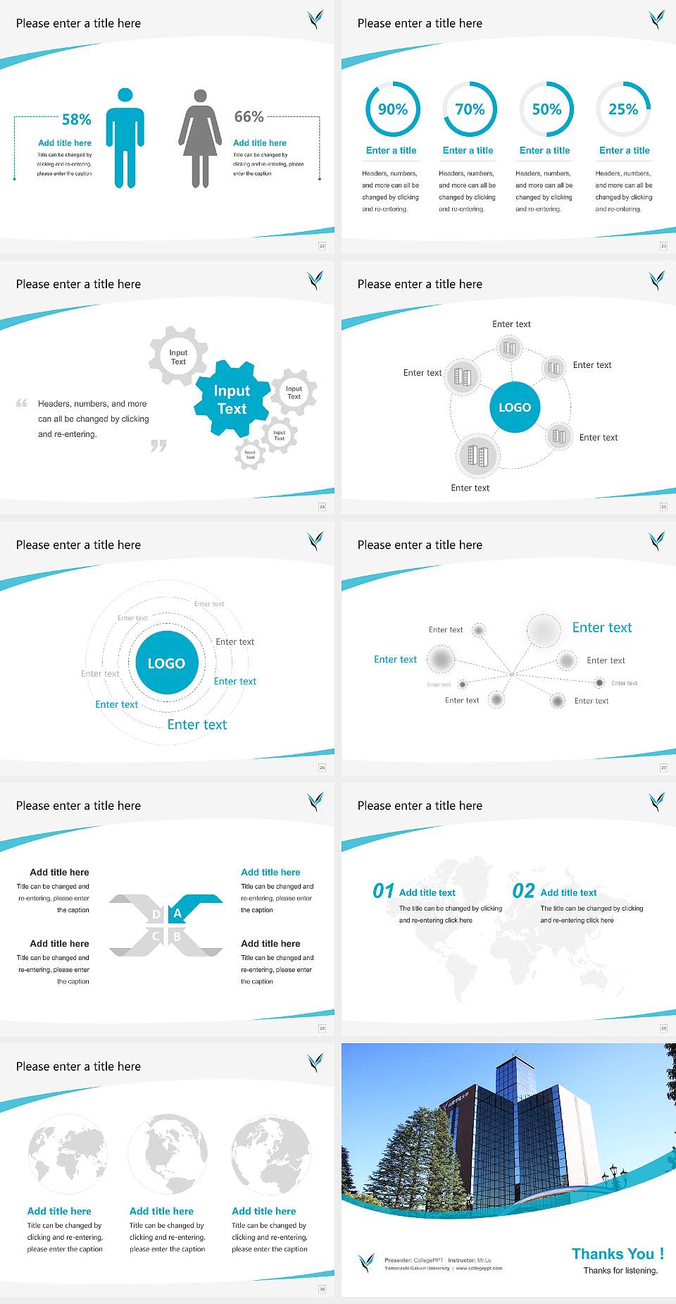 Yamanashi Gakuin University Course/Courseware Creation PPT Template4:3 ratio PPT effect preview image4