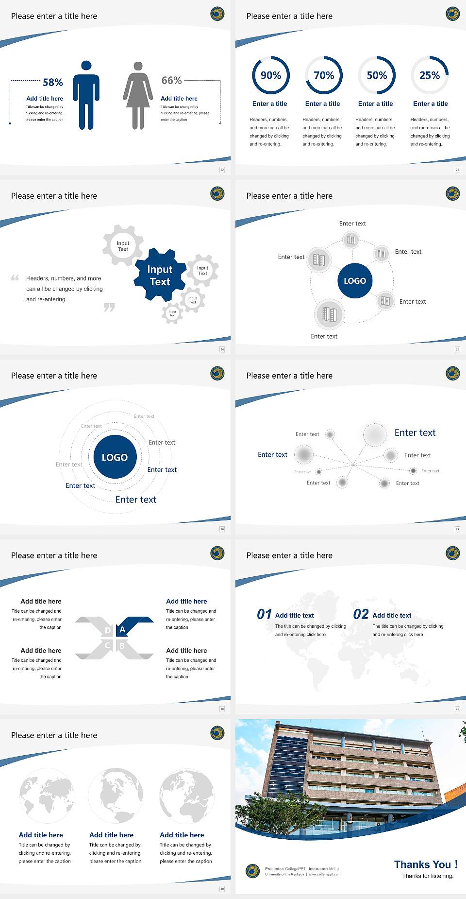 University of the Ryukyus Course/Courseware Creation PPT Template4:3 ratio PPT effect preview image4